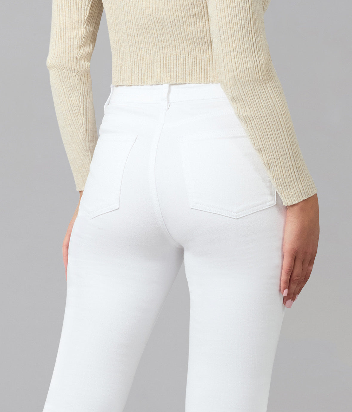 BILLIE-WHT High Rise Bootcut Jeans