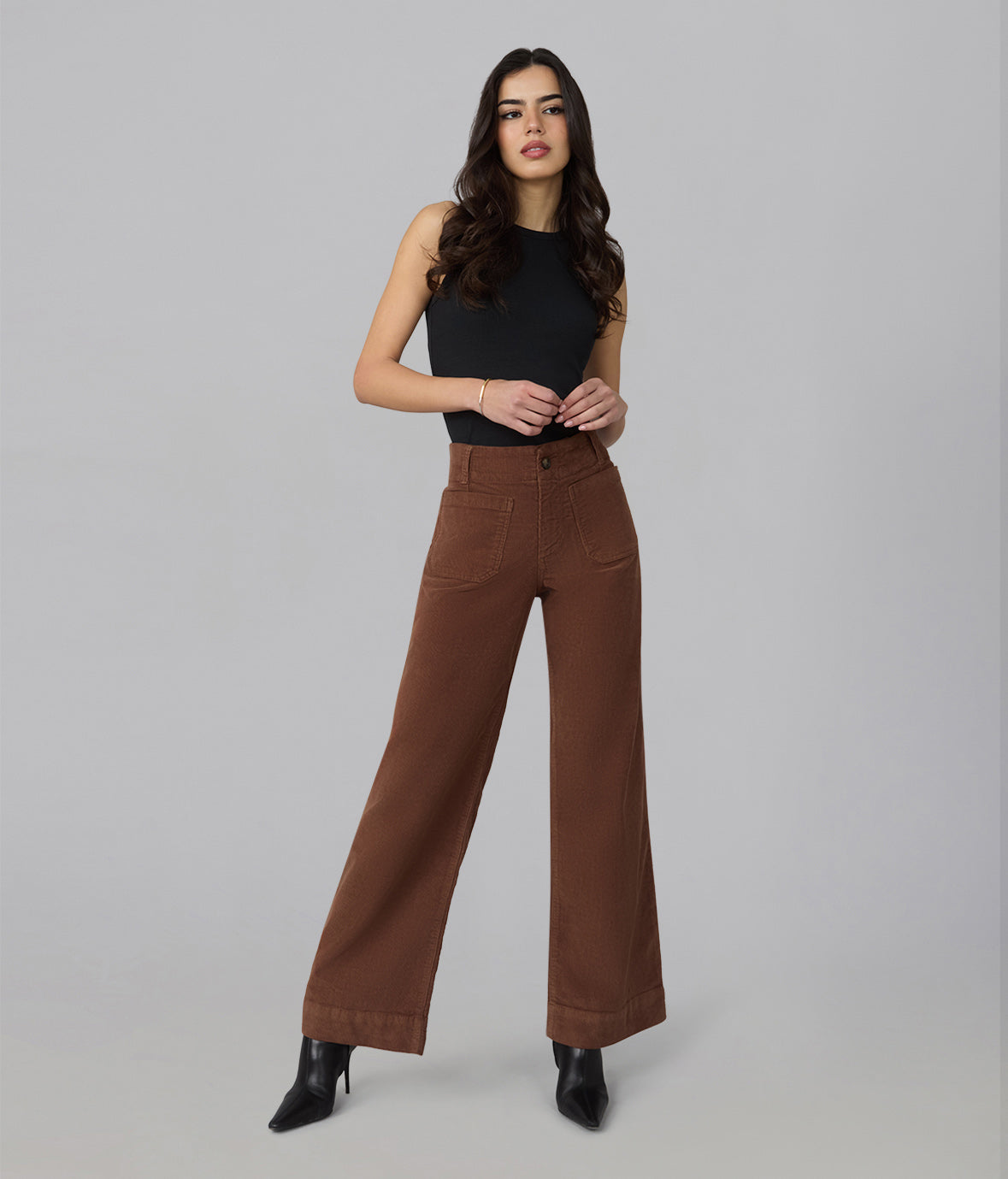 COLETTE-CN High Rise Wide Leg Corduroy Jeans