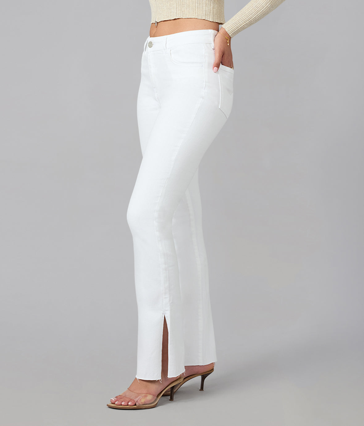 BILLIE-WHT High Rise Bootcut Jeans