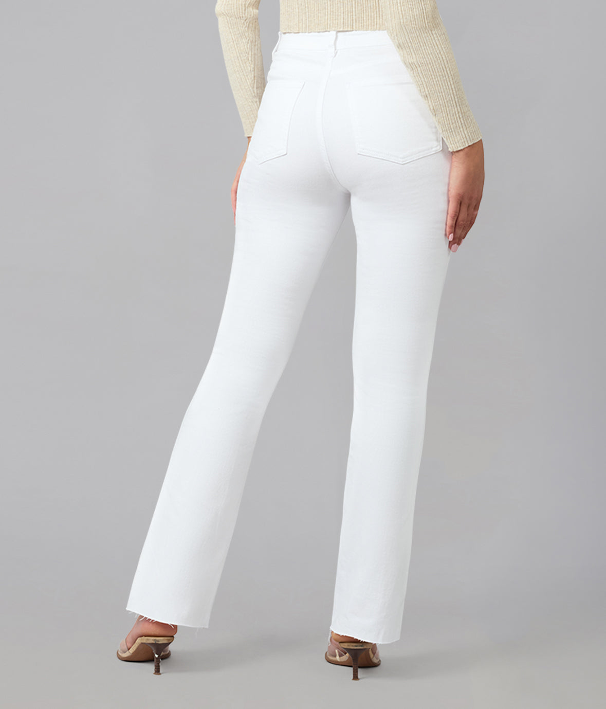 BILLIE-WHT High Rise Bootcut Jeans