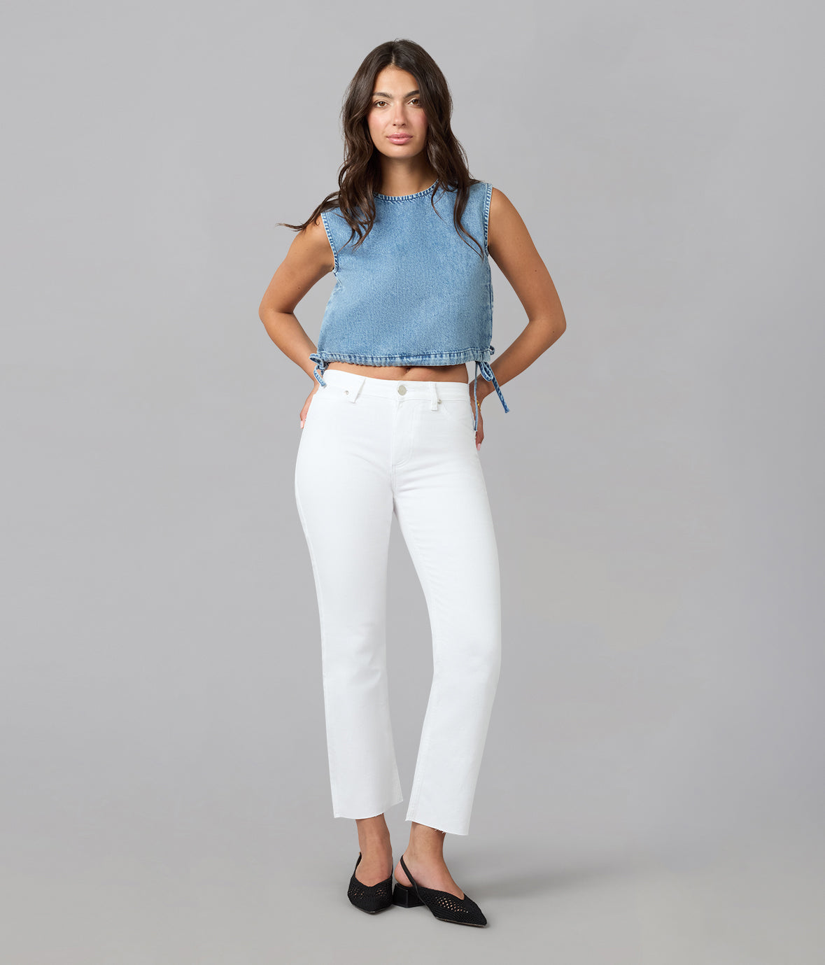 DENVER-WHT High Rise Straight Jeans