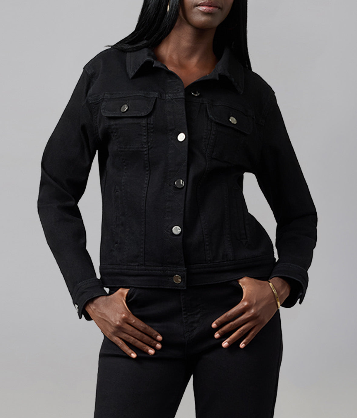 GABRIELLA-BLK Classic Denim Jacket