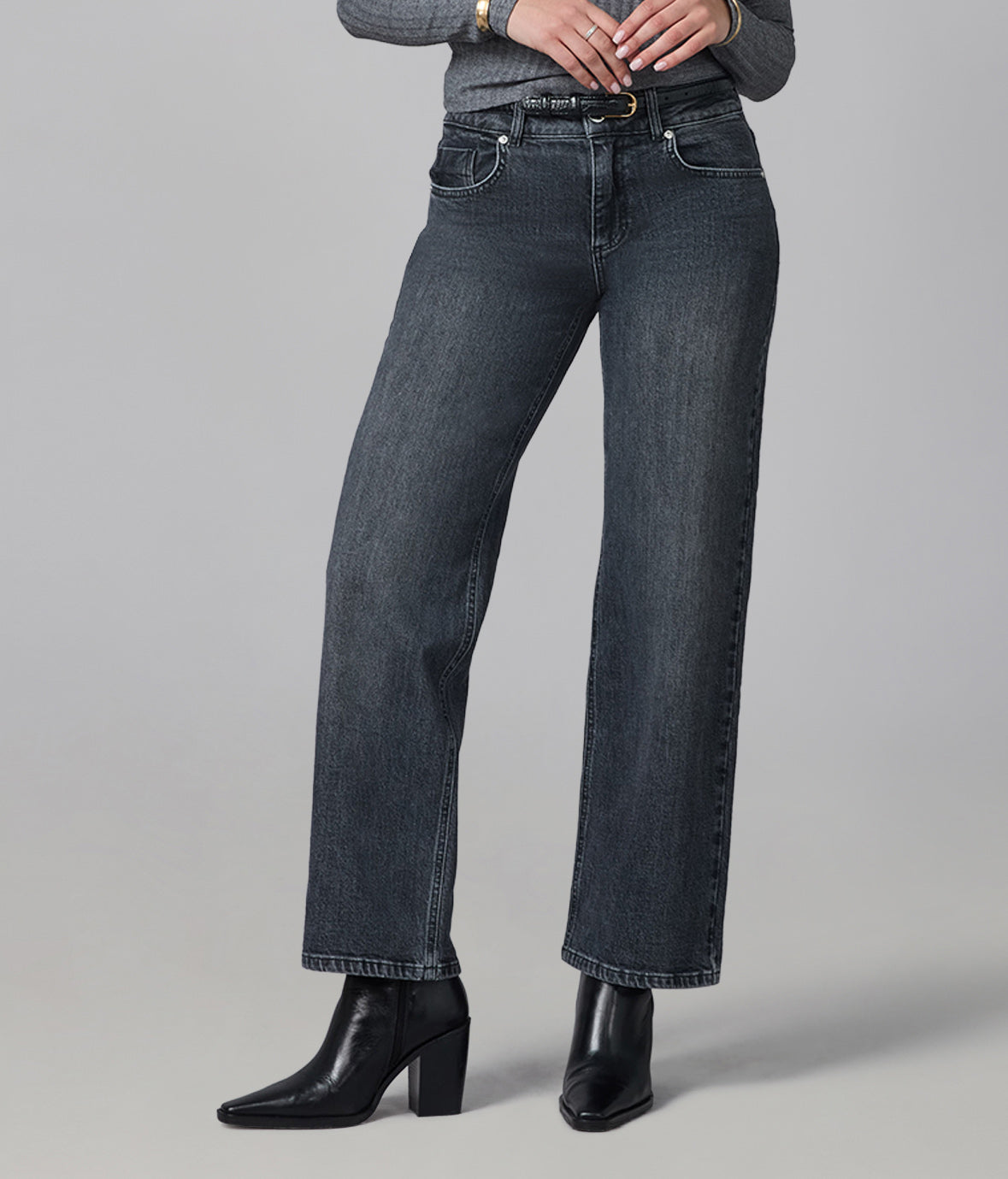 MIRO-GG Mid Rise Comfort Straight Jeans
