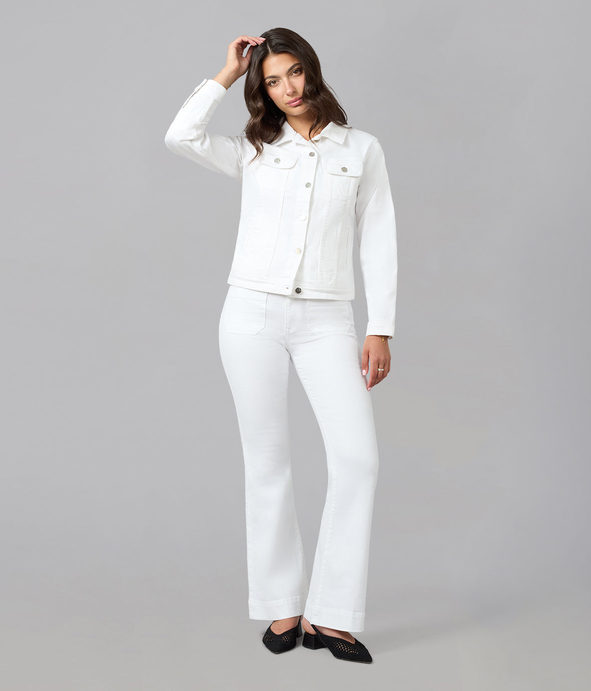 GABRIELLA-WHT Classic Denim Jacket